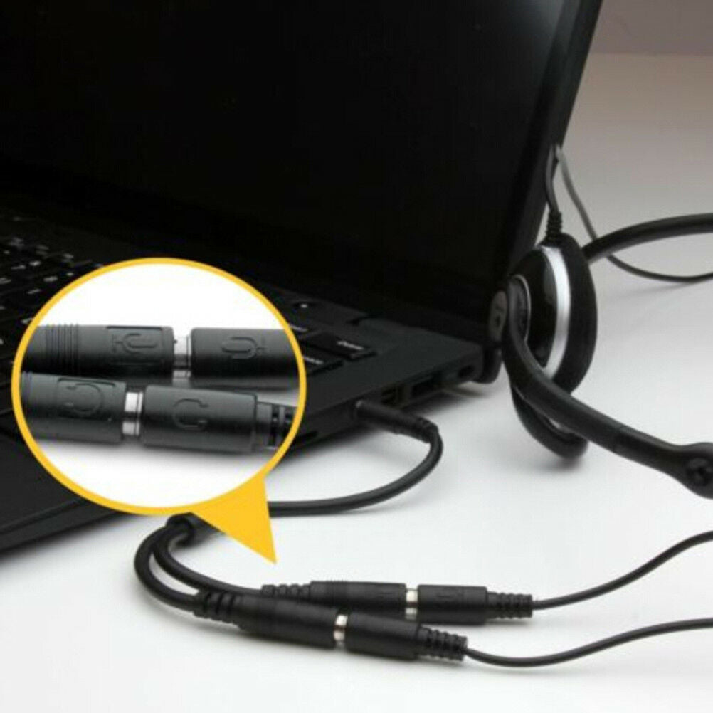 1Pc 3.5mm stereo audio male to 2 female headset mic splitter cable adapte.l8