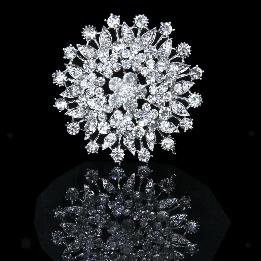 Full Rhinestone Lapel Pins Flower Bridal Wedding Bouquet Brooch Pin for Hat