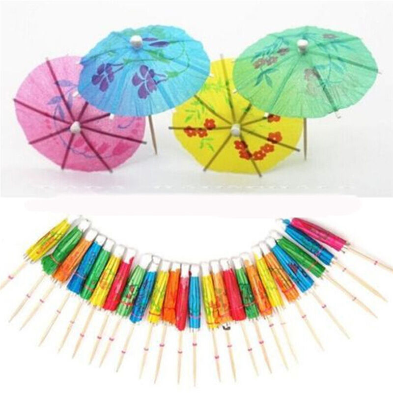 50X Paper Cocktail Parasols Umbrellas Party Wedding Supplies Luau Drink St.l8