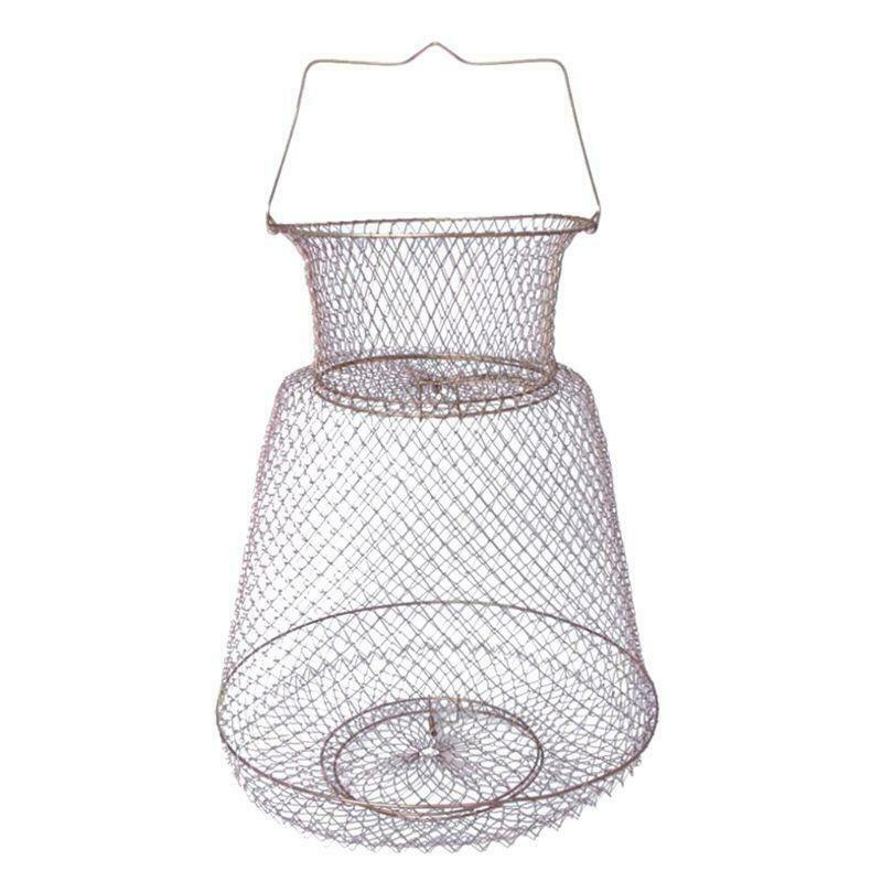 Foldable Steel Wire Fishing Cage Fish Crab Squid Storage Portable Fish Basket