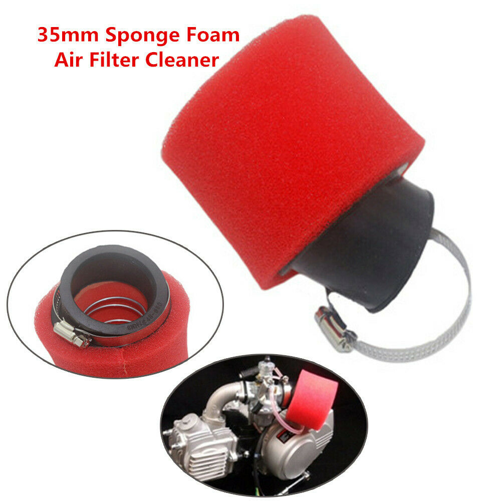 50 70 90 110CC Motorcycle 35mm Sponge Foam Air Filter Cleaner Bent Neck w/ Clamp