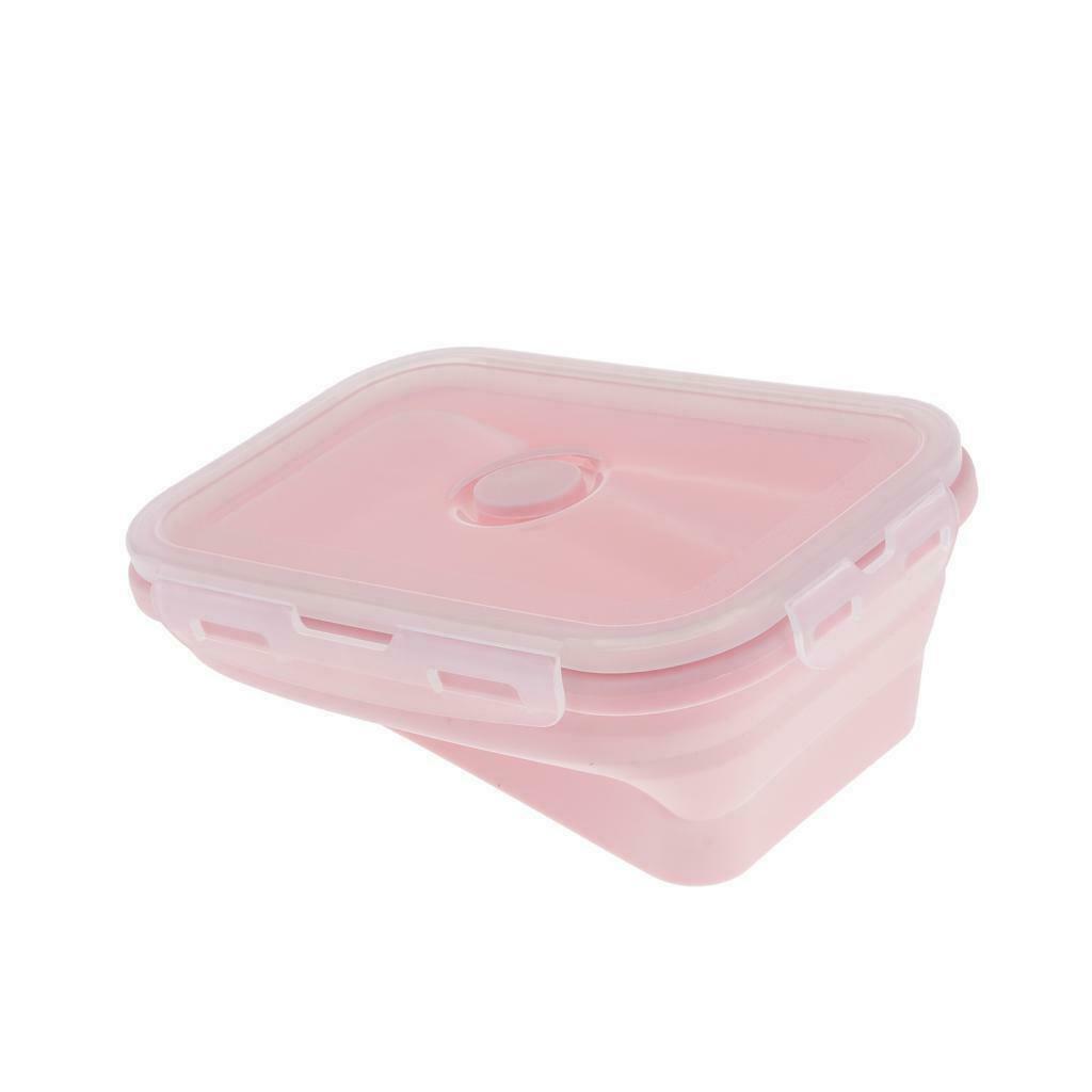 Collapsible Silicone Lunch Box Food Container Pink/Red/Green 800ml Pink