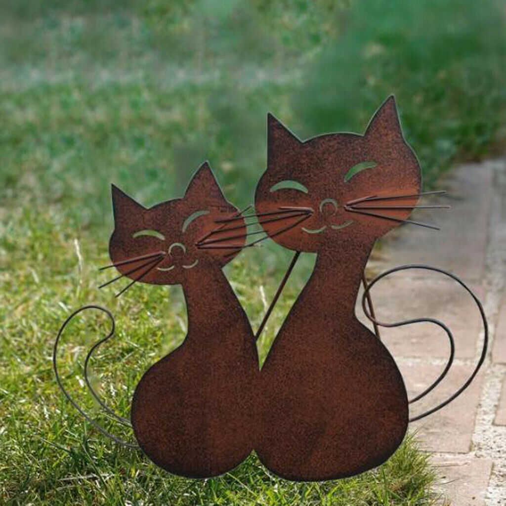 Iron Art Cat Metal Sculpture Spring Handicraft Crafting Furnishing Craft for
