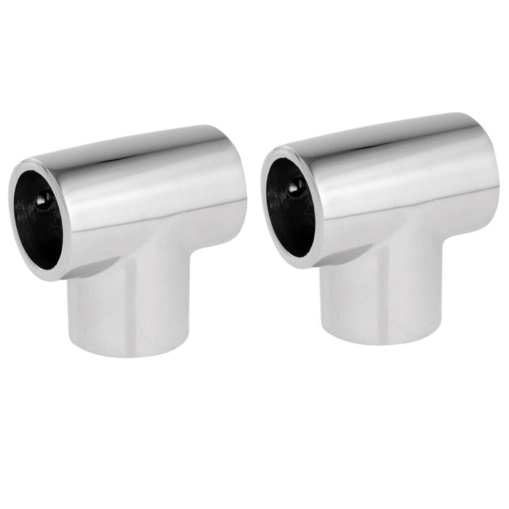 2x Boat Handrail Rail Tee Fitting 1 inch 90 Degree 3 Way Corner Elbow -Marine