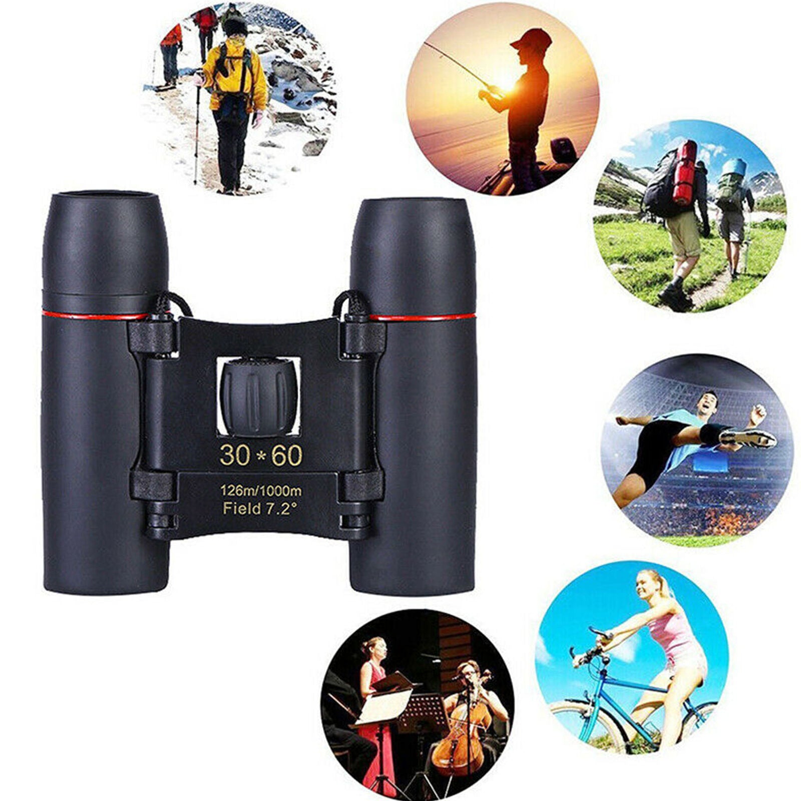 Day Night Binoculars Telescope Zoom 6 x 30 Folding Outdoor Travel Hunting Hiking
