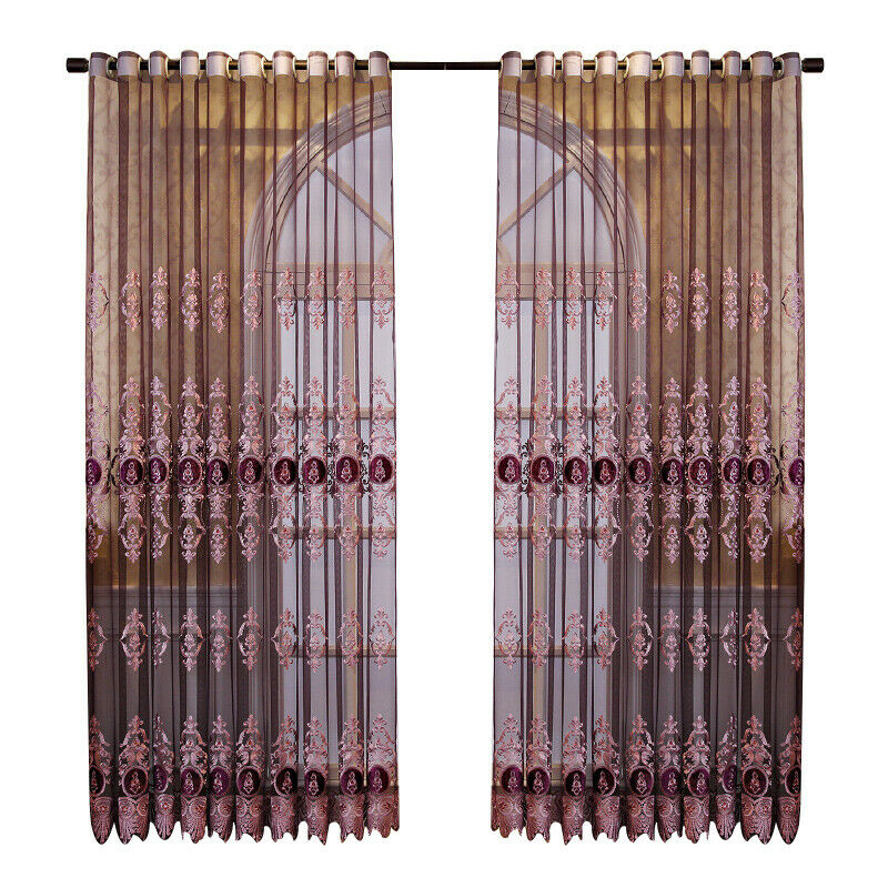 European Tulle Curtain Fabric Semi-finished Lace Embroidered Sheer Drape Luxury