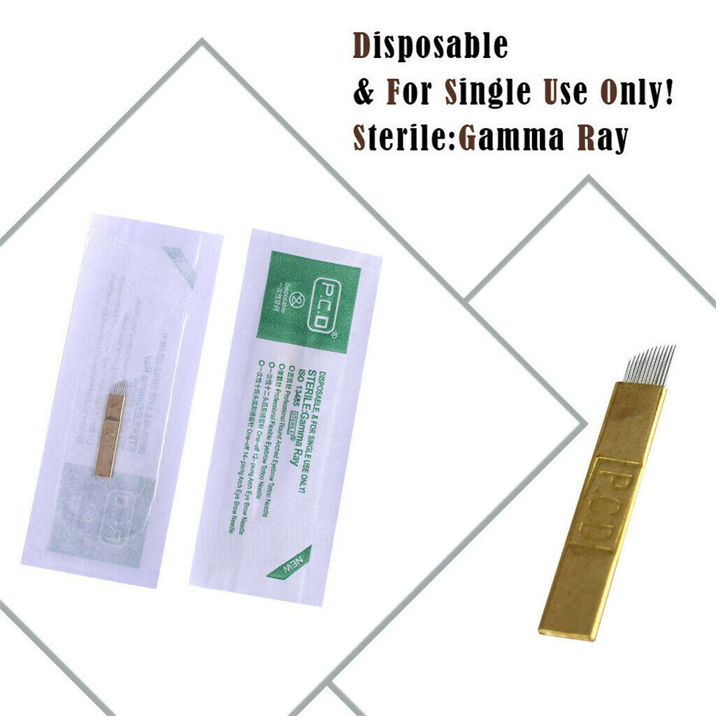 50x PCD12 Microblading Needles Tattoo Pencil Tool Set with Measurement Ruler