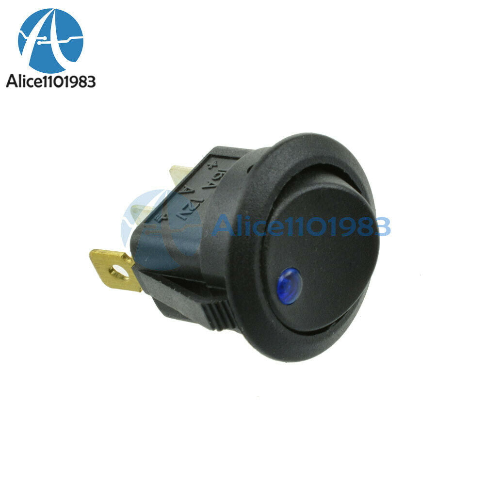20Pcs 12V LED Dot Light Car Auto Boat Round Rocker ON-OFF Toggle Switch Blue