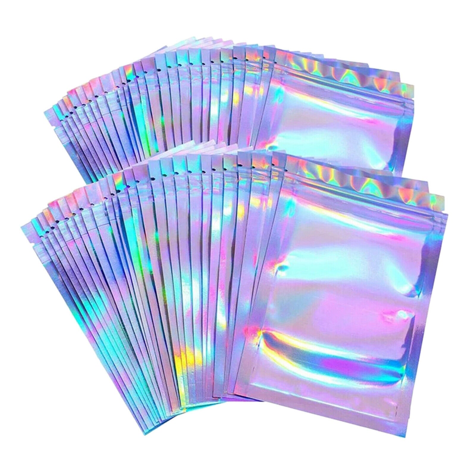 100 Pcs Iridescent Zipper Bags Resealable Food Tea Container Packing Sorting
