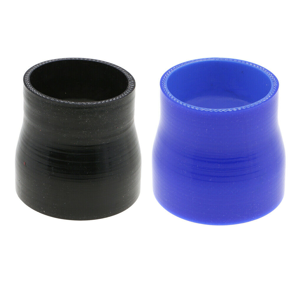 2 Pieces Car Silicone Straight Reducer Coupler Intercooler Turbo Blue+Black