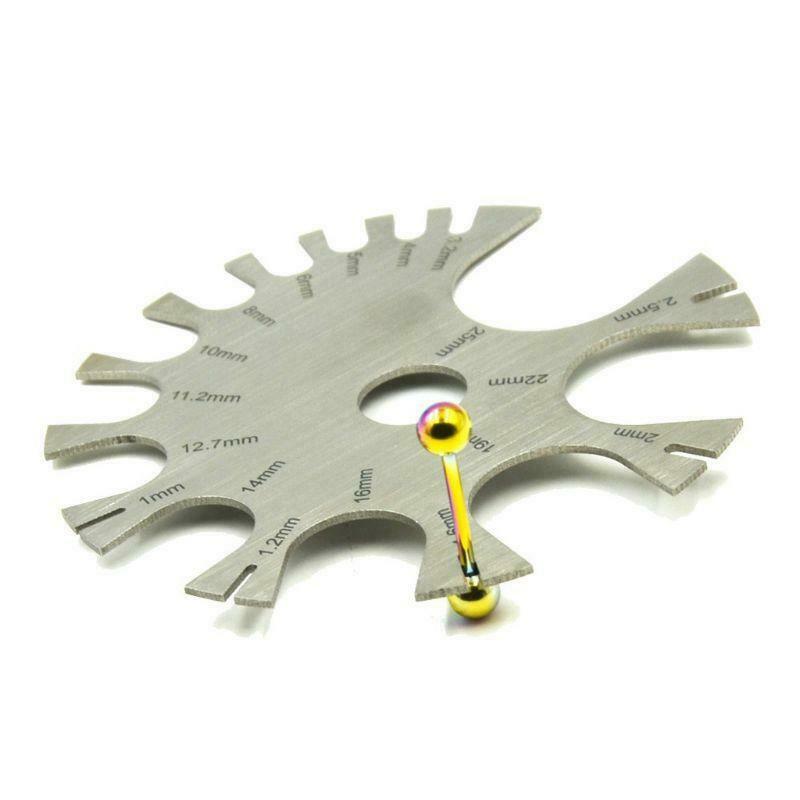 Stainless Steel Body Jewelry Piercings Gauge Measurement Wheel Measures18G-0G
