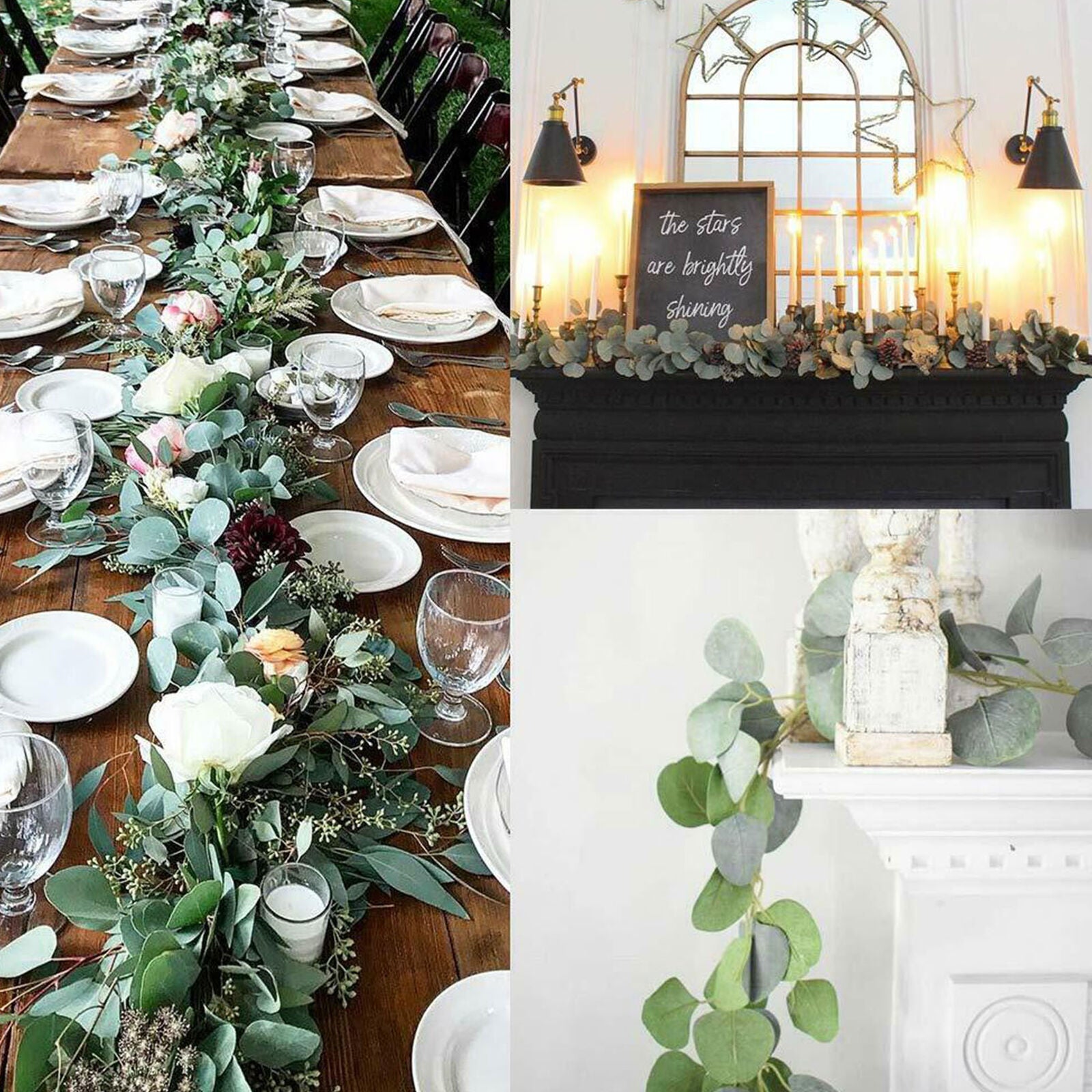 Artificial Eucalyptus Garland Faux Silk Vine Handmade Leaves Greenery