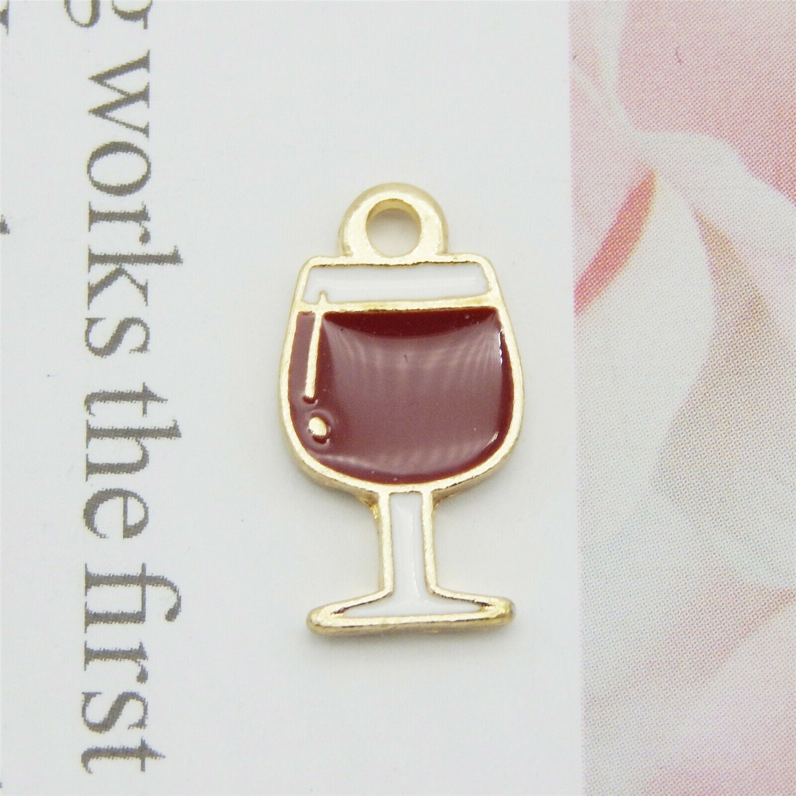30PCS MultiColor Enamel 16x9mm Wine Glass Goblet Charms Pendant DIY Crafts