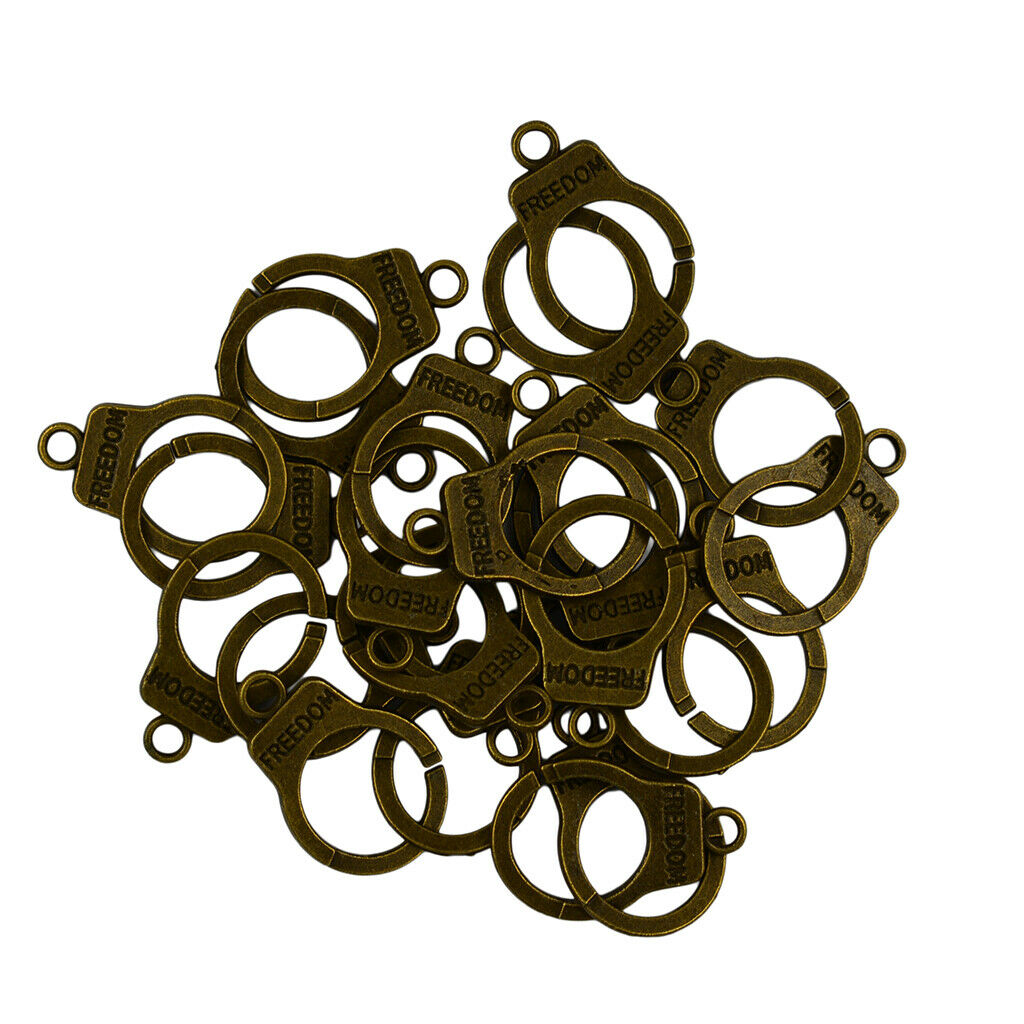 12x Bronze Punk  Handcuff Keyring Clasp Keychain Freedom Charm Pendants