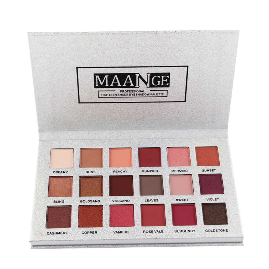 18 Colors Eyshadow Makeup Palette Matte Shimmer+Disposable Sponge Brush Sets