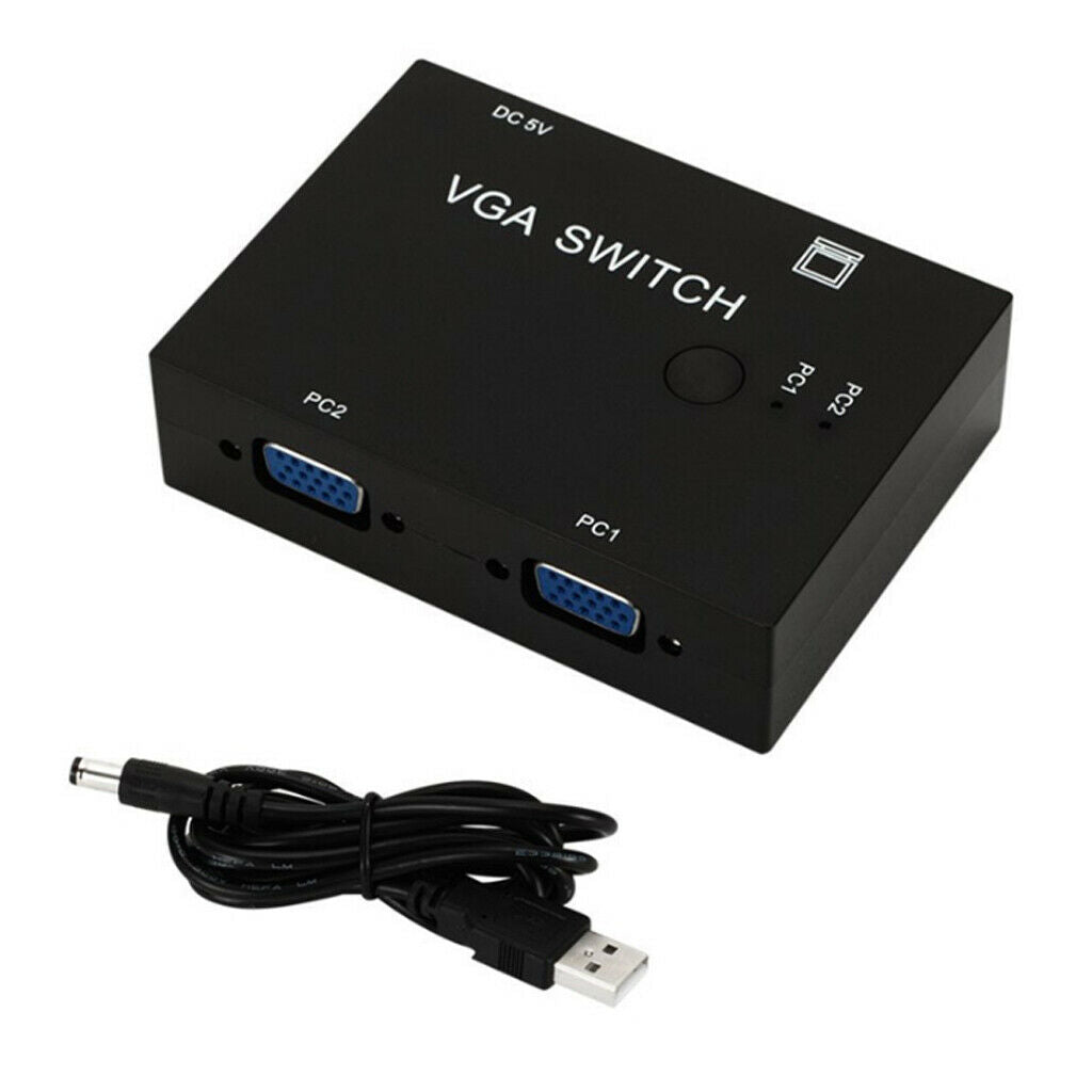 1 Monitor to 2 PC 2-port SVGA VGA Manual Sharing Switch Switcher Box Selector