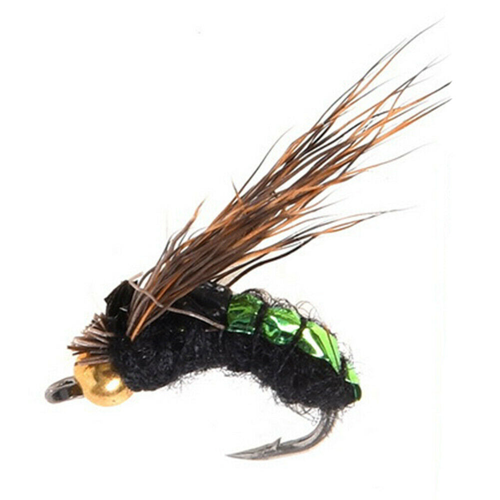 5x LEO Flies Fly Fishing Lure Jig Hook False Bait w/Crank Fishhook (Green)  @