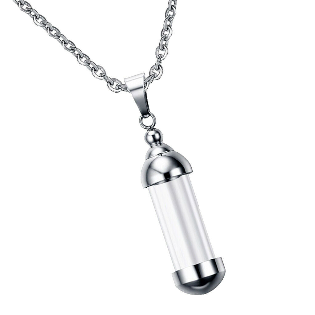15x Steel Glass Openable Tube Urn Ash Pendant Necklace for Ashes Hair Casket