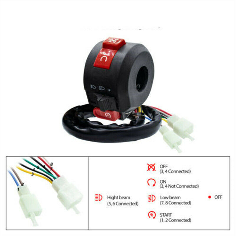 7/8'' 22mm Kill Light Starter Switch For 50cc-250cc QUAD ATV Dirt Bike Pit Pro