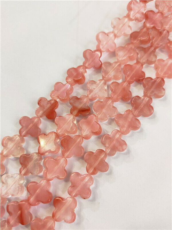 1 Strand 14x4mm Red Cherry Quartz Clovers Spacer Loose Beads DIY 15.5inch HH184