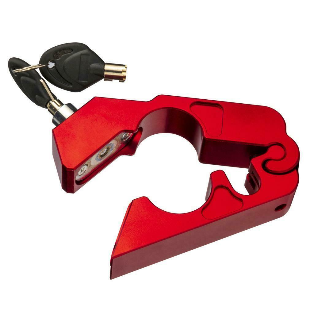 Red Universal CNC Aluminum Alloy Motorcycle Handlebar Lock Anti-Theft