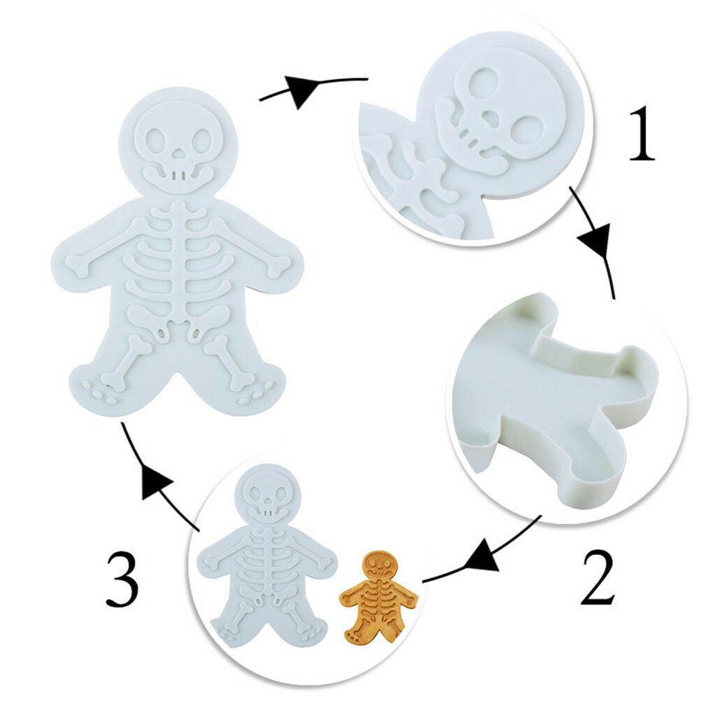 Christmas Gingerbread Man Cookie Cutter and Stampers Skeleton Baking Mould Tools
