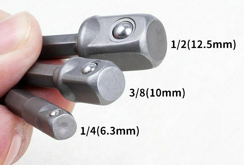 3Pcs Hex Drive Bit Power Drill Socket Driver Extension Adapters 1/4 3/8 1/2