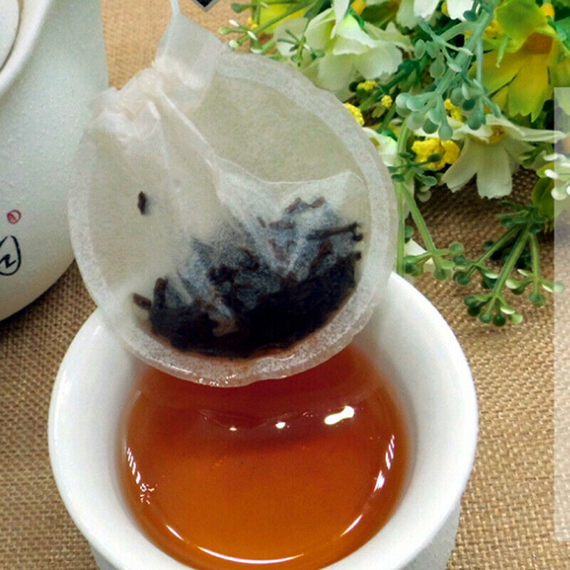 100X White Round Tea Bags Empty Filter Paper Teabags with String for Herb Tea SJ