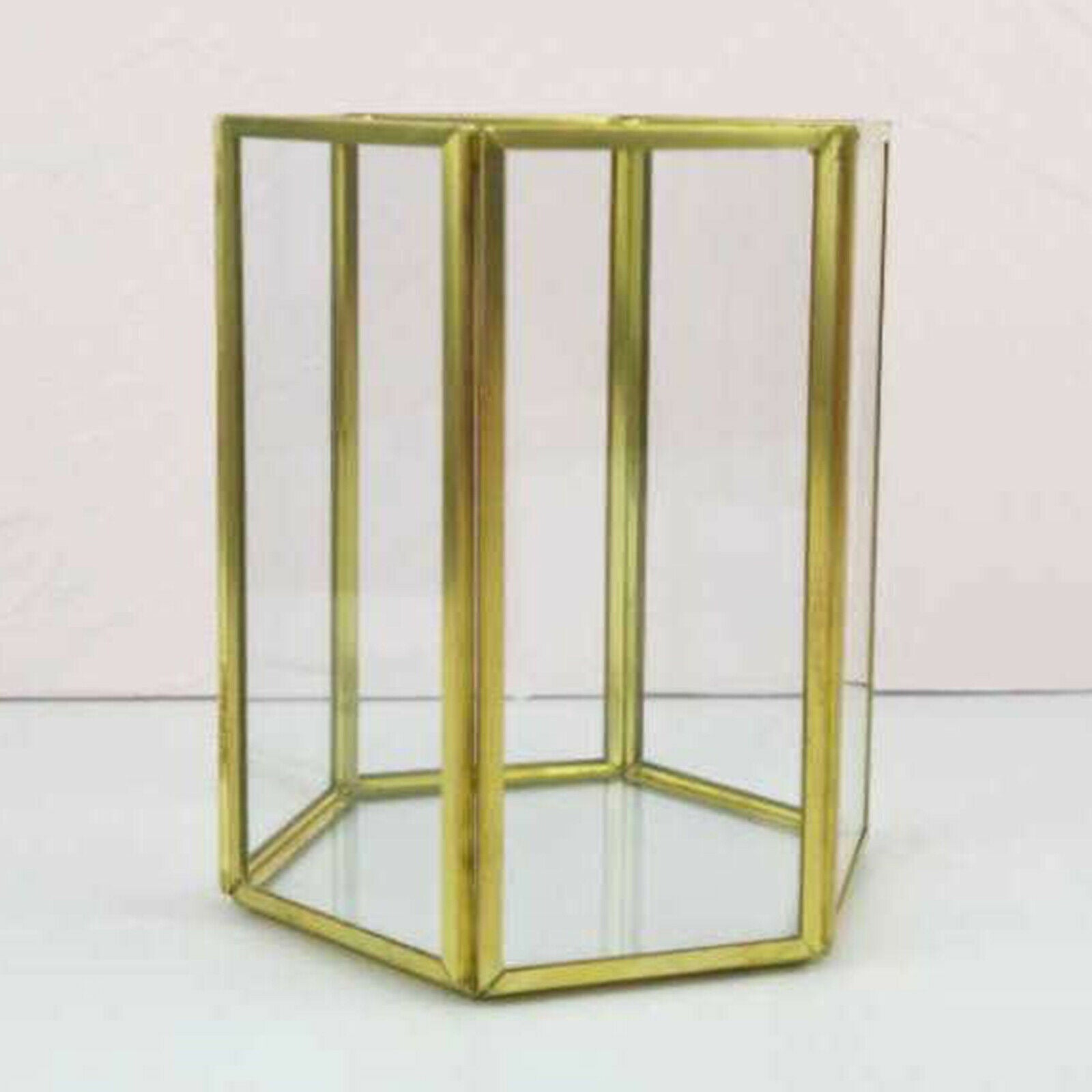 Makeup Organiser Glass Makeup Brushes Holder w/ Golden Trim for Dressing Tabloe