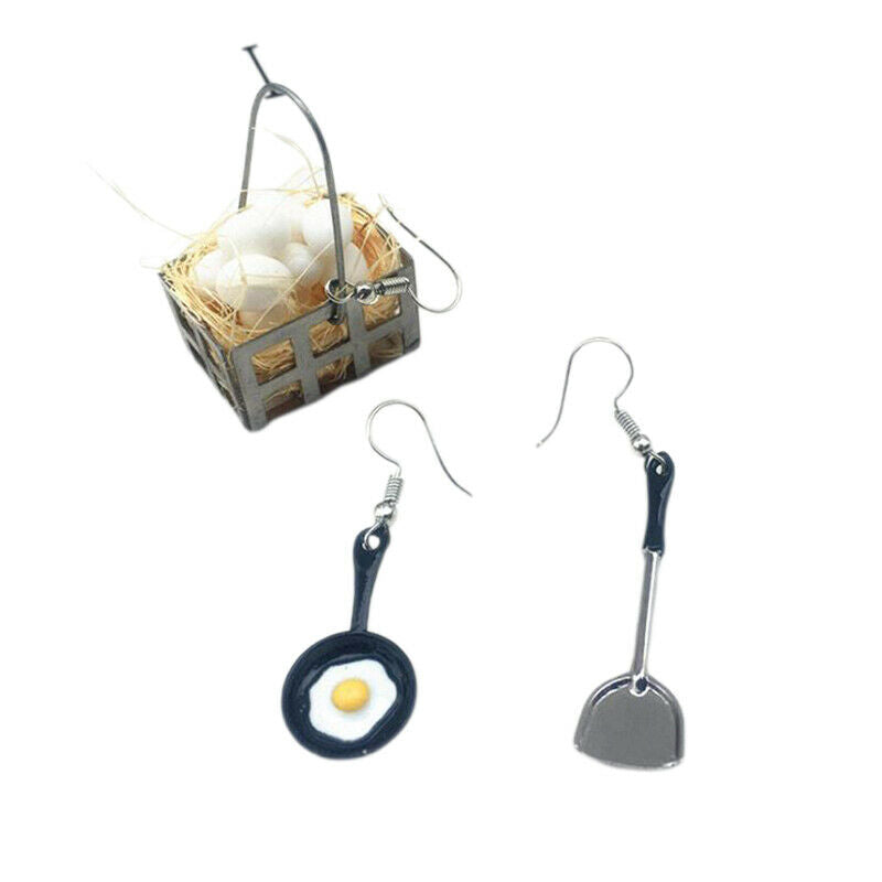 Fashion Women Asymmetric Fried Egg Pan Shovel Drop Dangle Earrings Jewelr.l8