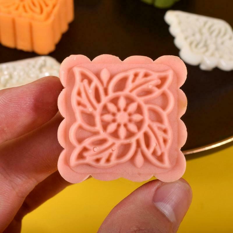 Plastic 50g Square Mooncake Mold Mid-Autumn Festival Hand-Pressure Mooncake Mold