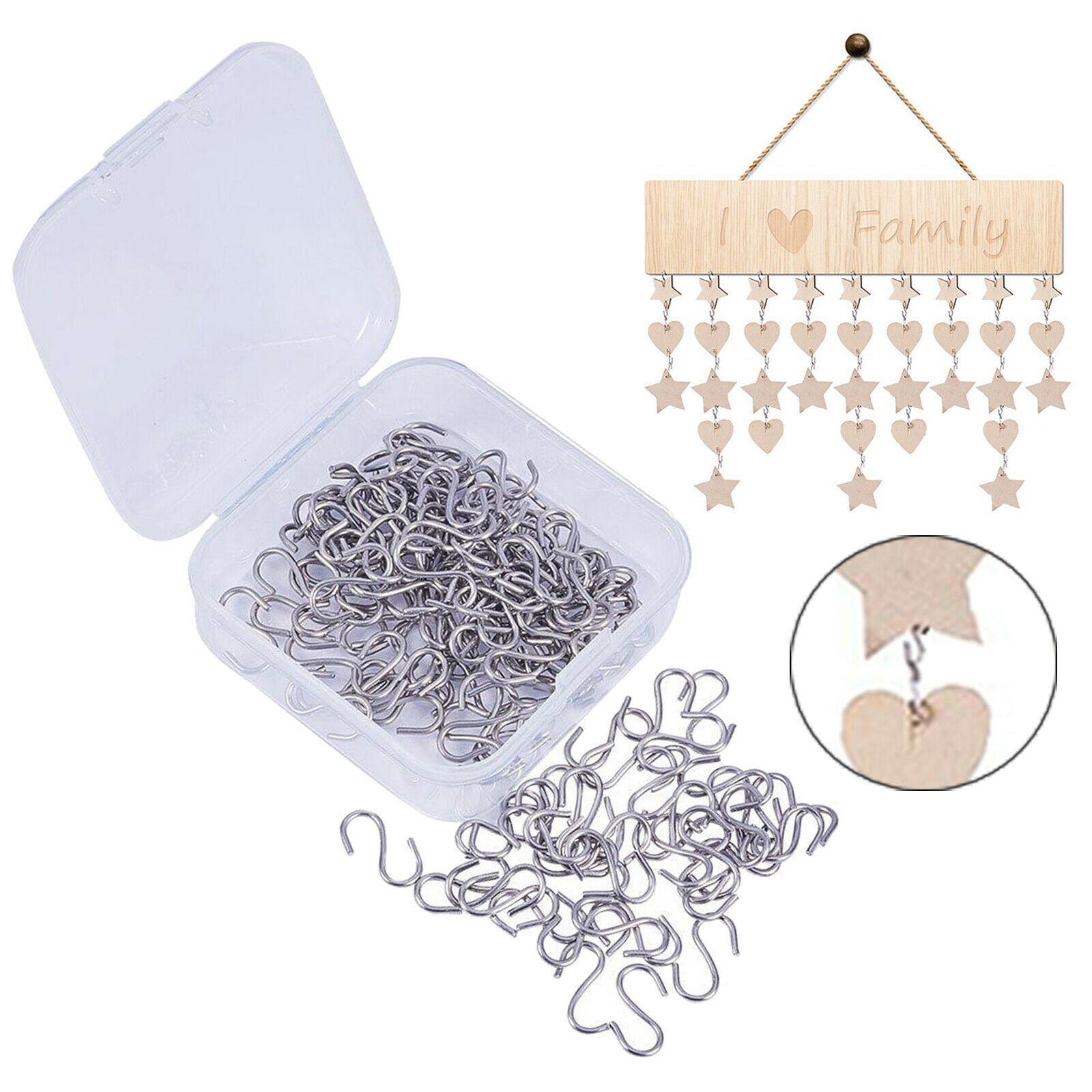 150pcs Mini 0.5'' Stainless Steel S Shape Hook Clasp Connector DIY Accessory