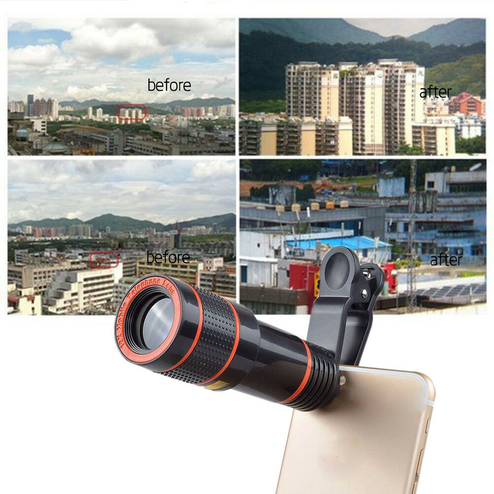 Lente de cámara con telescopio HD zoom óptico 12x clip para teléfono univers FBD