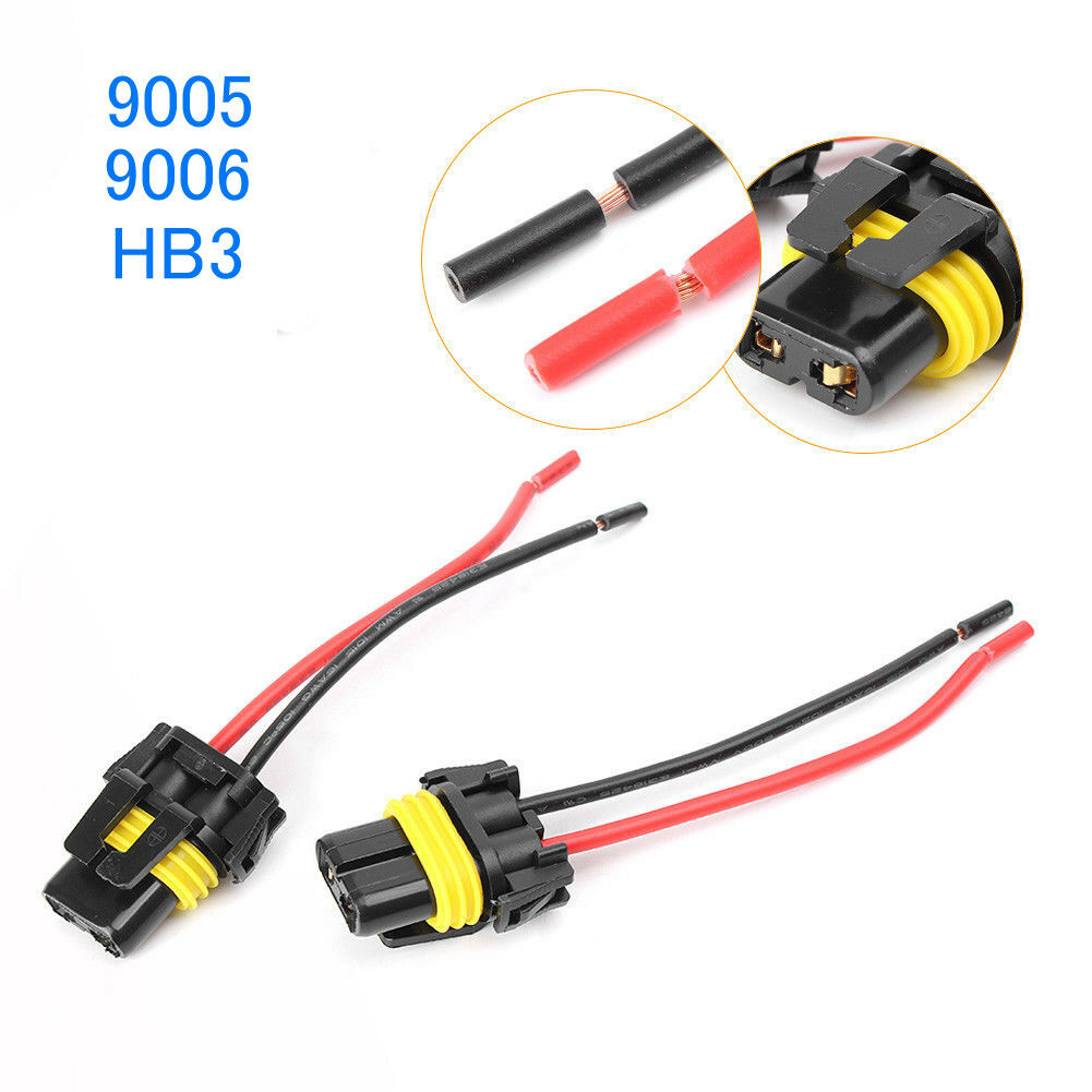 2pcs Universal 9006/9005 HB4/HB3 Fog Light DRL Female Pre-wired Connector Socket