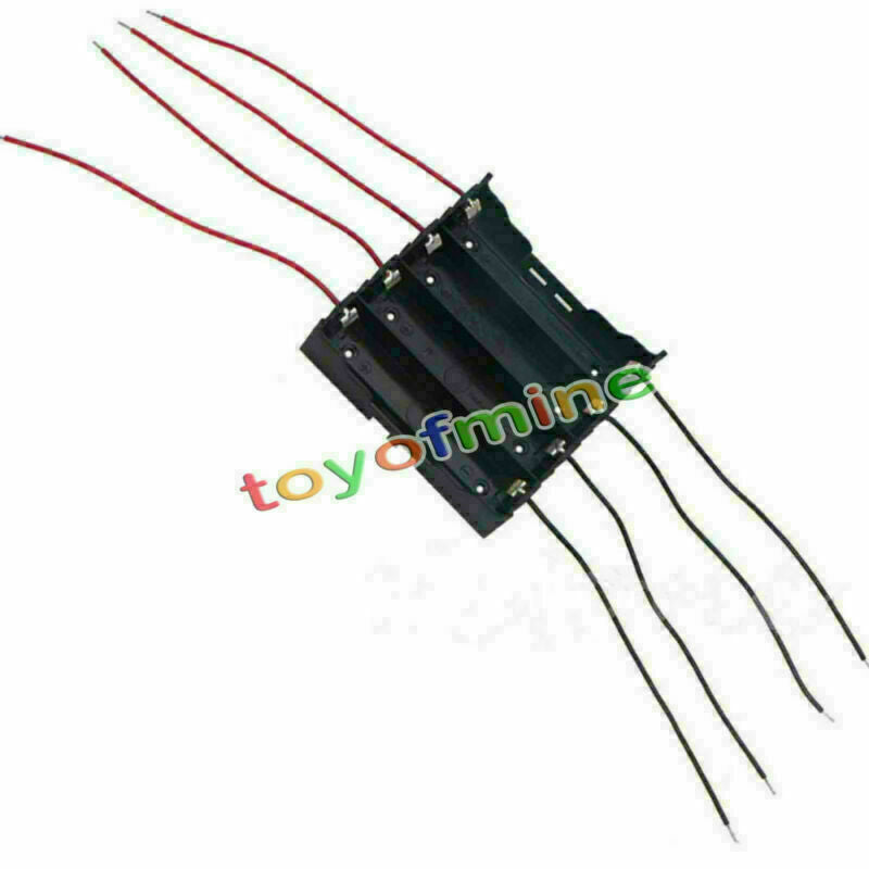 Plastic Battery Storage Case Box Holder For 4 x   3.7V With Wire Leads