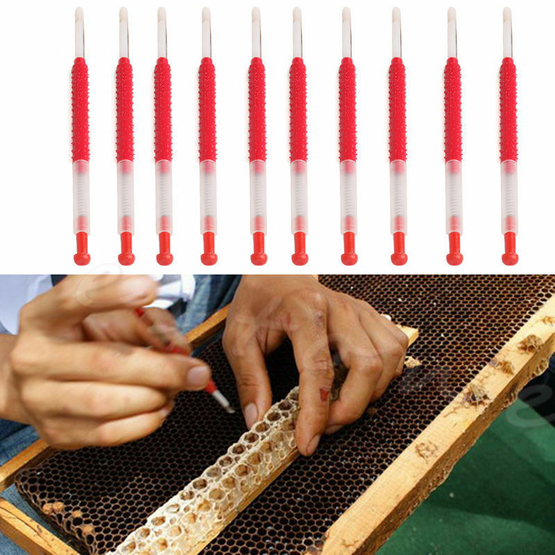 10x Beekeeping Beekeepers Chinese Rearing Grafting Tool Retractable Needle Red