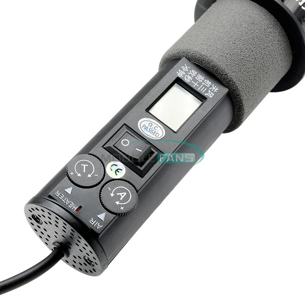 450W 450℃ LCD Display Electronic Hot Air Heat Gun Soldering Station + 9x Nozzles