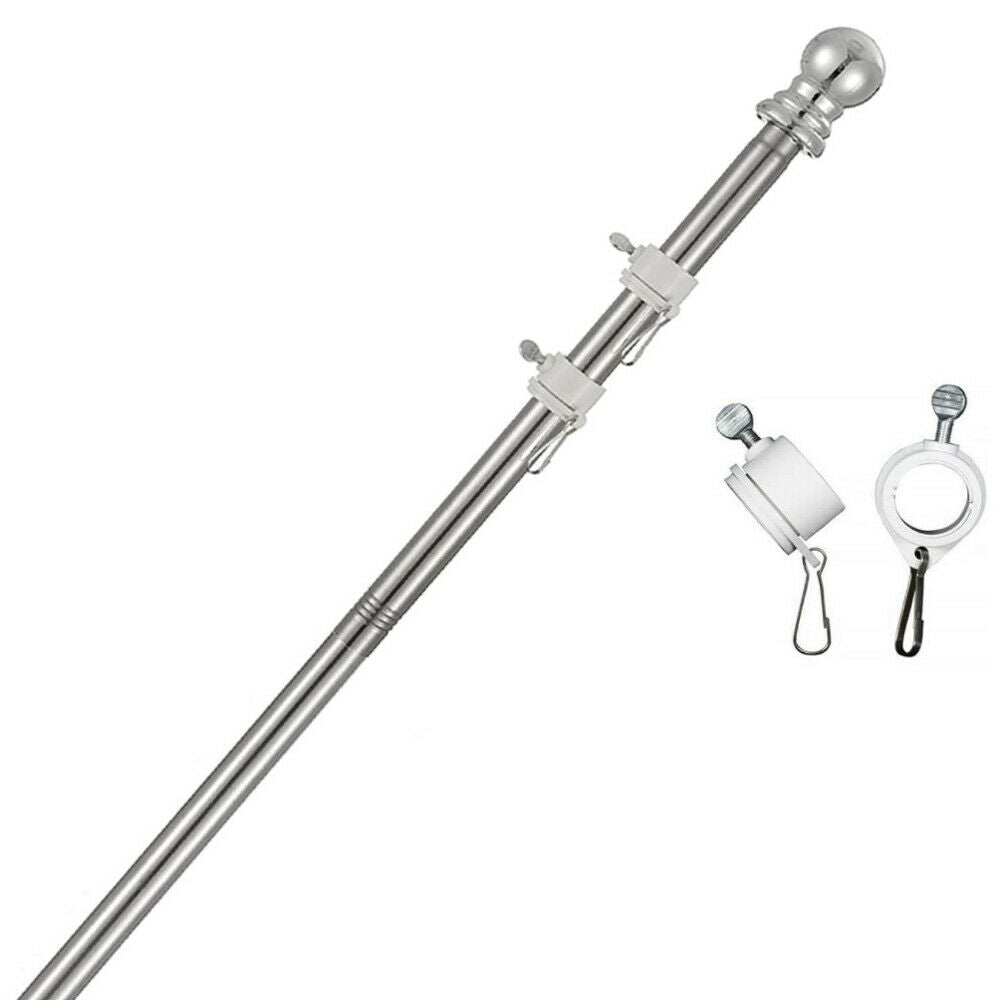 6FT  Flag Pole Stainless SteelTelescopic 5-Section Assembly Outdoor Accessories