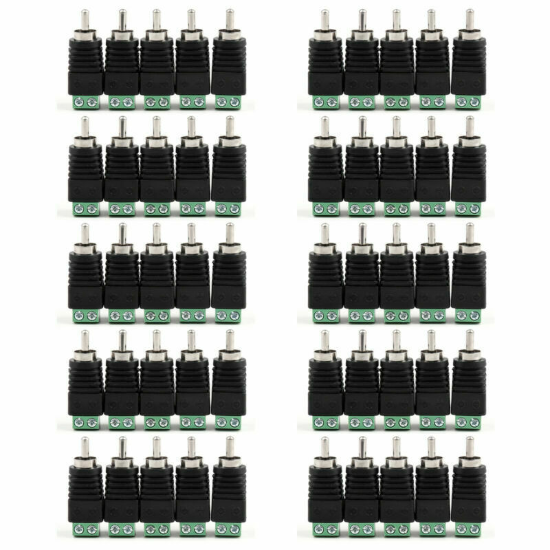 50 Pc Dc Power To RCA Male Adapter Connector For CCTV Cameras Connector