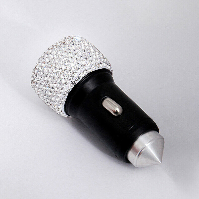 Universal 2 in 1 Fast Charging Car Charger Dual USB Port Diamond Adapter Charger