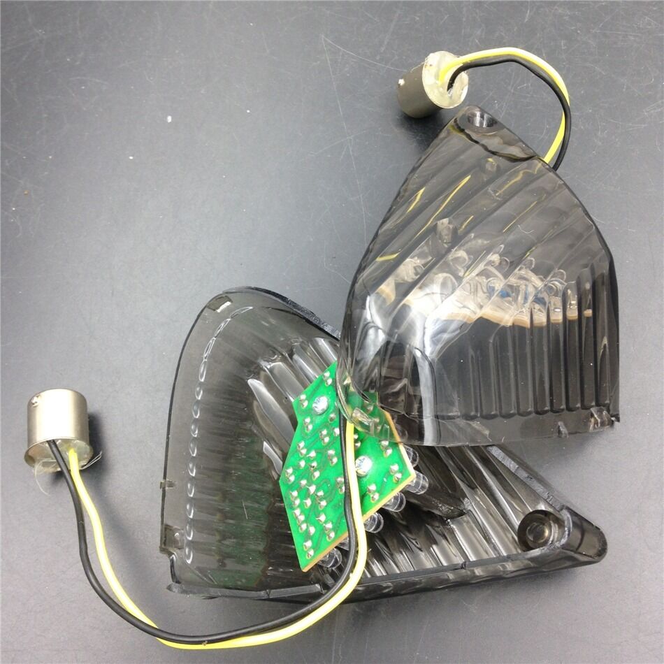Plastic Rear Turn Signal Len Cover w/LED light Smoke For Suzuki GSXR1000 GSX-R