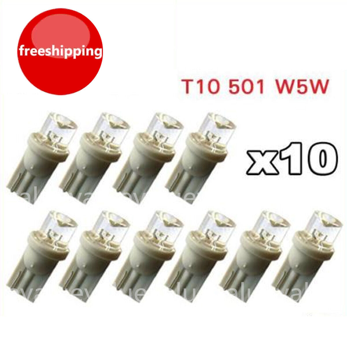 10PCS T10 Car White Bright LED 194  SMD 0.2W  Wedge Side light Bulb lamp 12V