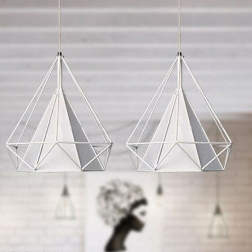 Geometric Diamond Ceiling Pendant Light Shade Lampshades White-White Cover