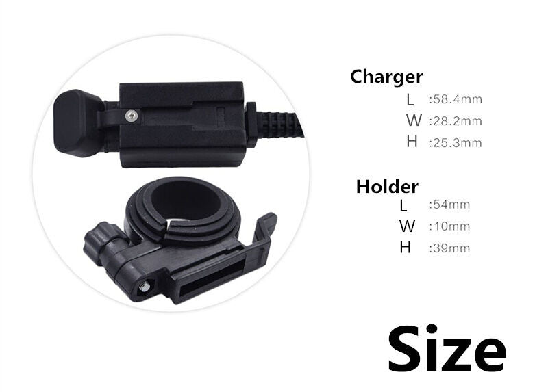 1x Motorcycle Dual USB Charger with Handlebar Bracket Indicator Light and Switch
