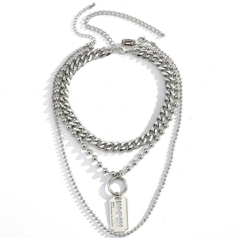 Fashion Multi-layer Hip hop Round Bead Chain Women Men Choker Neckalce Je.l8
