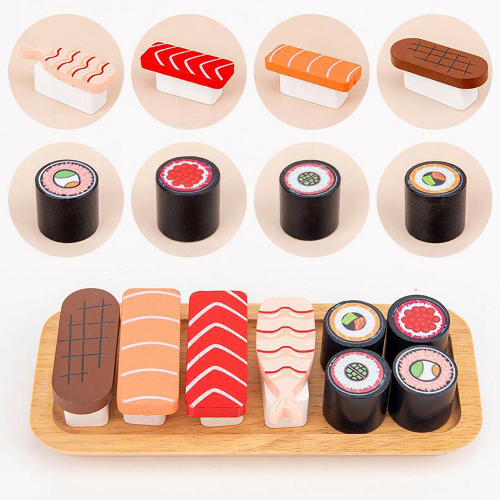 Educational Wooden Toys Sushi Set Gift Box Children Cooking Role Play