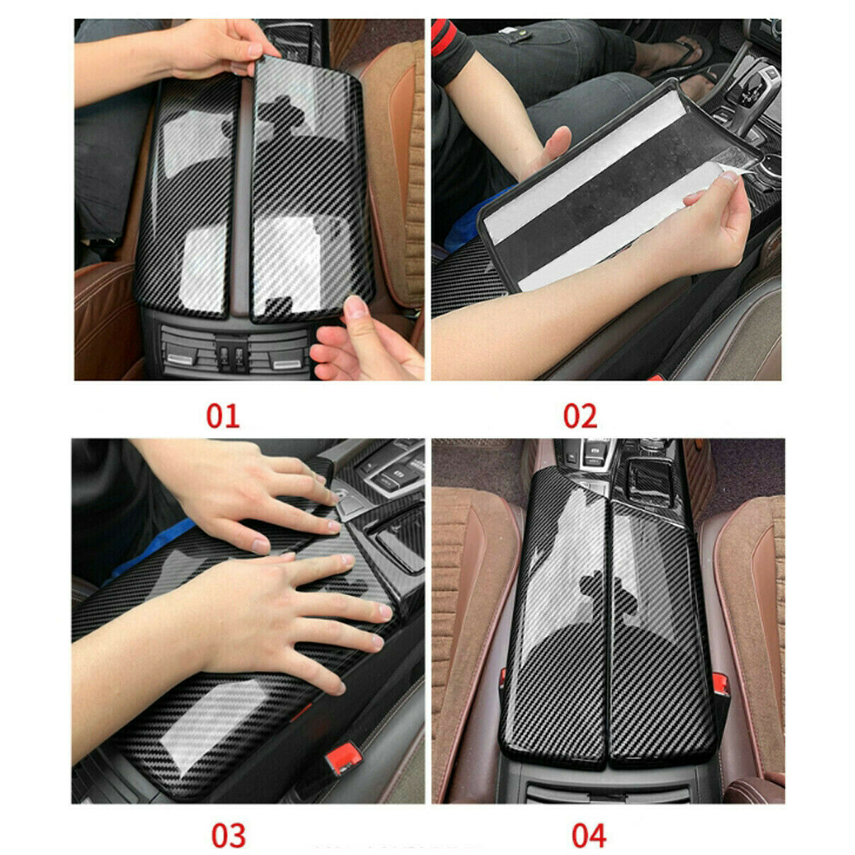 Center Console Armrest Cover Lid Carbon Fiber For BMW F10 528i XDriver 2011-2016