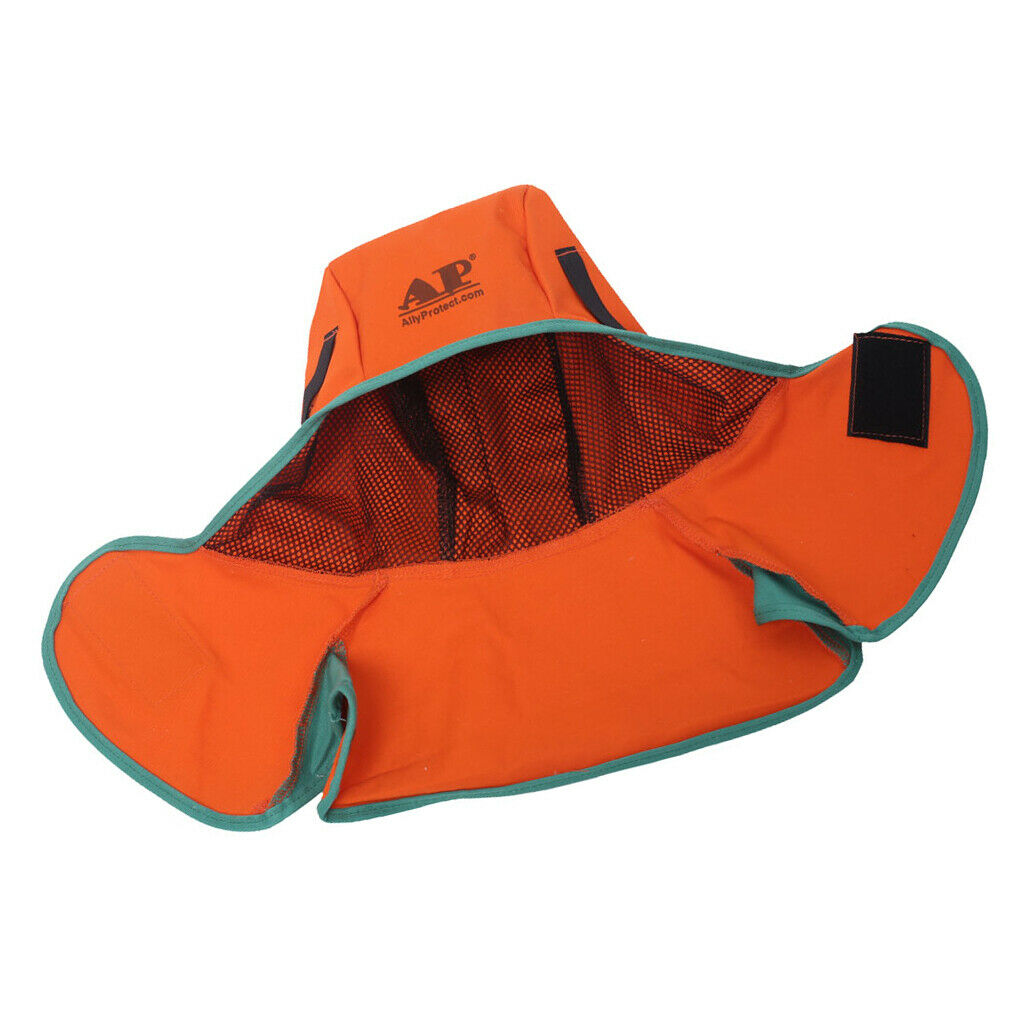 Orange sweat hood with neck shoulder draping flame retardant cotton