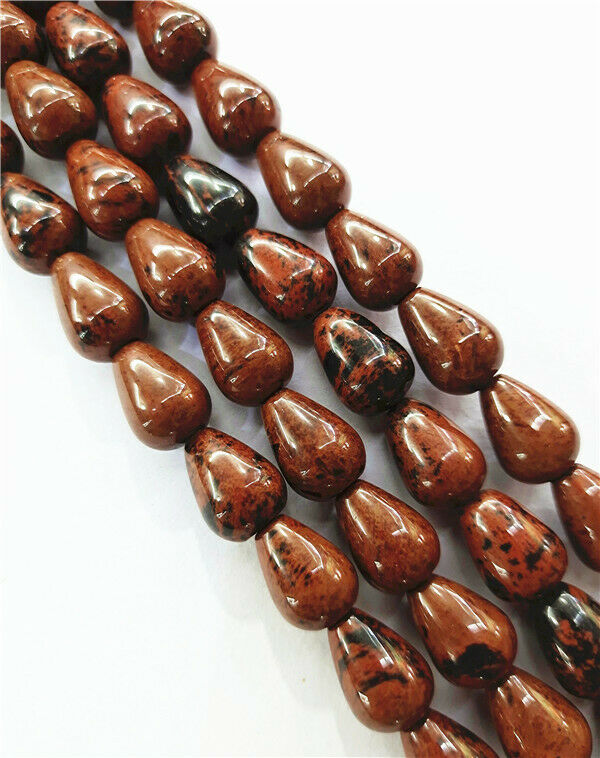 1 Strand 14x10mm Natural Mahogany Obsidian Teardrop Spacer Beads 15.5inch HH7858