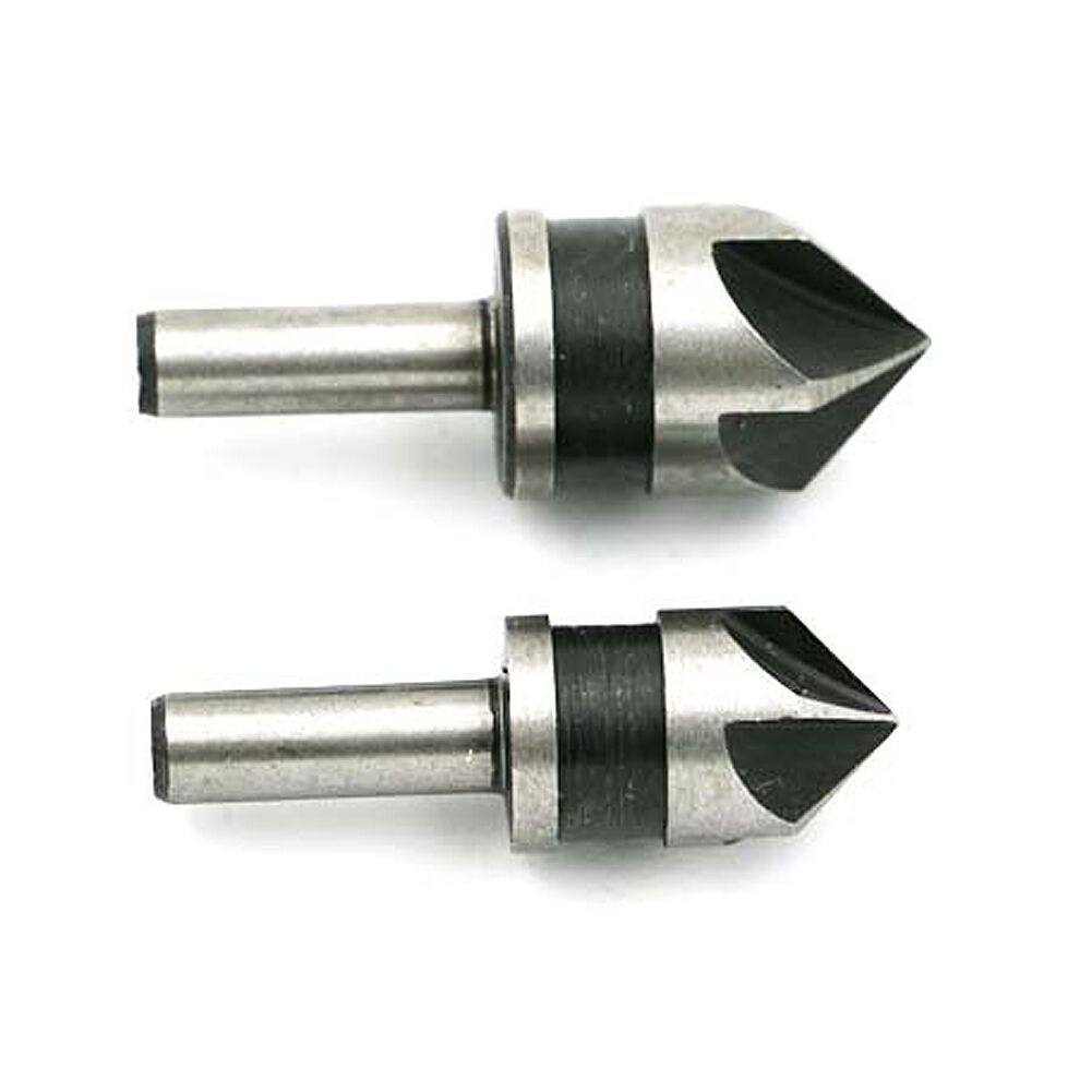 2Pcs 1/2" HSS 6.35mm Hex Shank 5 Flute Chamfer Debur Countersink Drill Bit Set